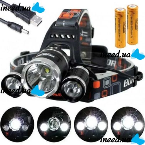 Bailong RJ-3000 T6 3 Led Bailong RJ-3000 T6 3 in 1 LED Triple Cordless RJ3000 Head Mounted Flashlight