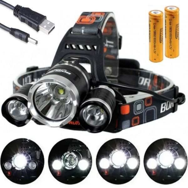 Bailong RJ-3000 T6 3 Led Bailong RJ-3000 T6 3 in 1 LED Triple Cordless RJ3000 Head Mounted Flashlight