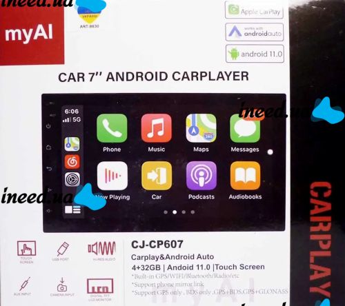 Автомагнітола MP5 CJ CP607 BT Android програвач в машину з підтримкою Apple carplay 4G-32G 2din автомобільна магнітола з сенсорним екраном 7"