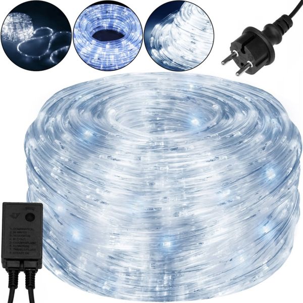 Уличная гибкая гирлянда Дюралайт Springos Rope Lights CL1201 240 ламп 10 м Холодный белый светодиодная влагостойкая LED гирлянда с контроллером