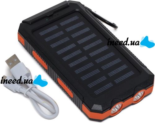 Портативний зарядний пристрій Power Bank Solar Charger QL-268 20000mAh протиударний повербанк з сонячною панеллю подвійний зарядкою USB ліхтариком