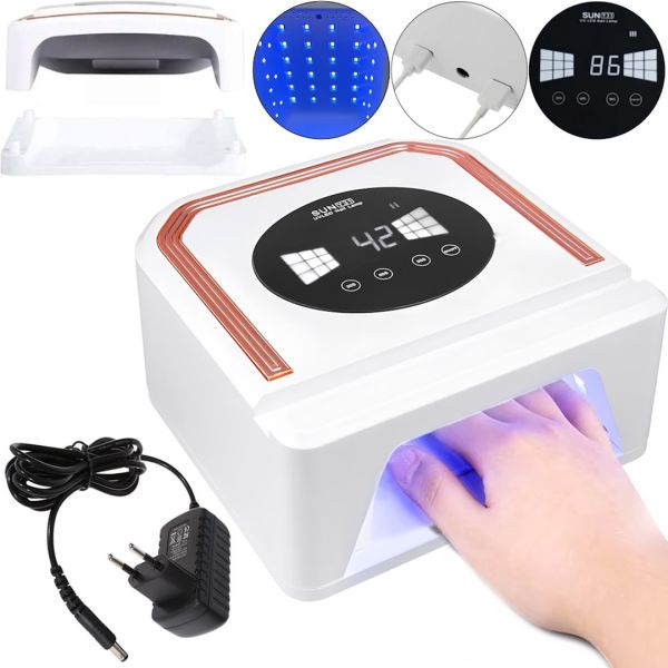 Беспроводная лампа сушилка Power Bank SUN Y31 UV/LED 248W 14000 mAh для маникюра и педикюра с экраном, Аккумуляторная УФ сушка ногтей гель лака Белая