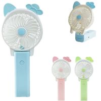 Folding Rechargeable Mini Fan Cartoon Cat Cartoon with Ears , Handheld Portable USB Fan with Folding Handle on Battery