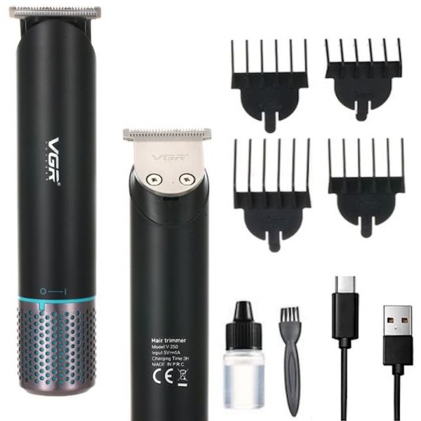 Professional Cordless Rechargeable VGR V-250 Hair and Beard Clipper, Trimmer Razor for Shaving and Edging Beard and Mustache Black
