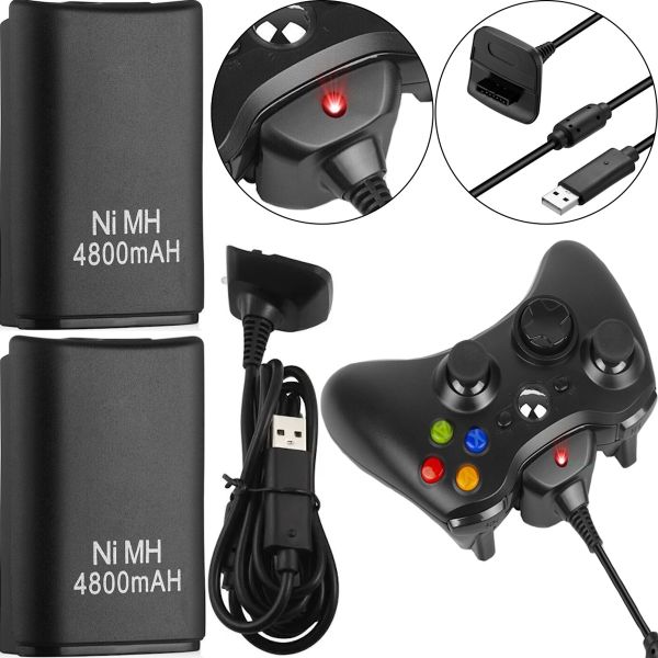 Зарядное устройство Microsoft Play Charge Kit Xbox 360 4в1 с двумя аккумуляторами 4800mAh, Зарядный комплект для джойстиков 2 аккумулятора + адаптер