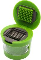 Ручний прес подрібнювач часнику Garlic Chopper кухонна чеснокодавка для дрібних продуктів, часничниця зі знімним контейнером і насадками Зелена