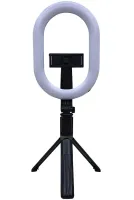 Телескопическая селфи палка тренога Selfie Stick A8 с кольцевой LED лампой для селфи, Монопод 100 см с подсветкой с держателем для телефона и пультом