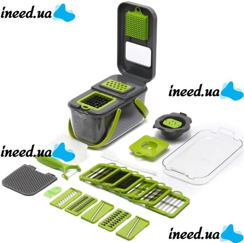 Багатофункціональна овочерізка Veggie slicer MA-8 22 в 1 кухонна терка подрібнювач слайсер для нарізки овочів і фруктів з насадками і контейнером