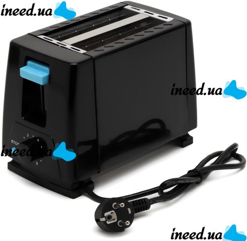 Domotec MS-263 650W electric toaster for 2 toasted bread with removable tray and toasting degree adjustment Black