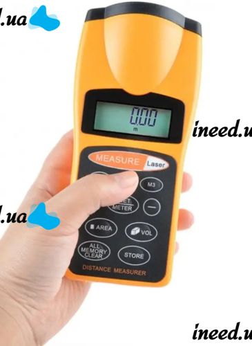 Ультразвуковий далекомір з лазерною указкою Ultrasonic OQ03 з екраном лазерна рулетка, Ультразвукова лінійка CP-3007 з термометром і калькулятором
