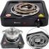 Desktop Spiral Electric Stove for one burner Domotec MS-5531 1000W Single-burner Electric Stove with Wide spiral and Thermostat Black