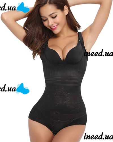 Коригуючий боді Waist Band 181 жіноча стягуюча Нижня білизна 35-110 кг моделюючий комбідрес для корекції фігури і талії з пуш-ап Чорний