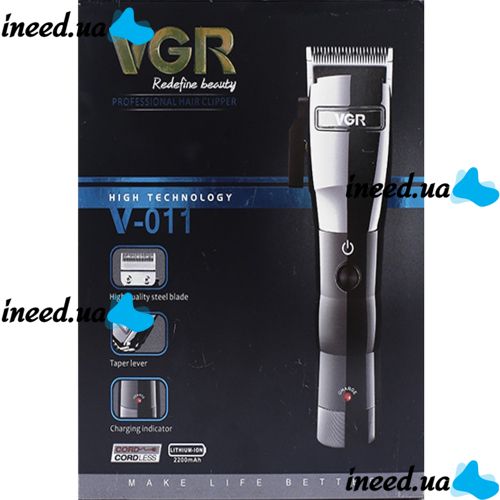 Беспроводная машинка для стрижки волос и бороды VGR V-011 профессиональный триммер для усов на аккумуляторе с набором съемных насадок USB 10W V011