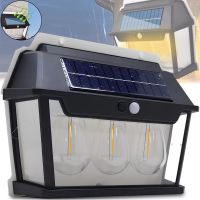 Вуличний настінний світильник Coba Solar Wall Lamp HW 999 - 3W акумуляторний підвісний ліхтар на сонячній батареї з датчиком руху 3 лампи 3 режими