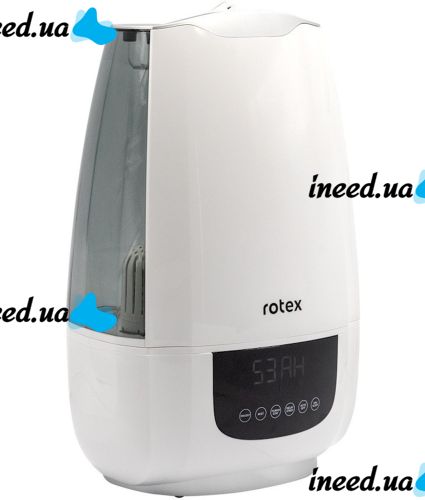 Ультразвуковой увлажнитель воздуха Rotex RHF-600-W на 6 л 35 кв.м очиститель ионизатор с LED дисплеем и фильтром очистки воды 30W от сети Белый