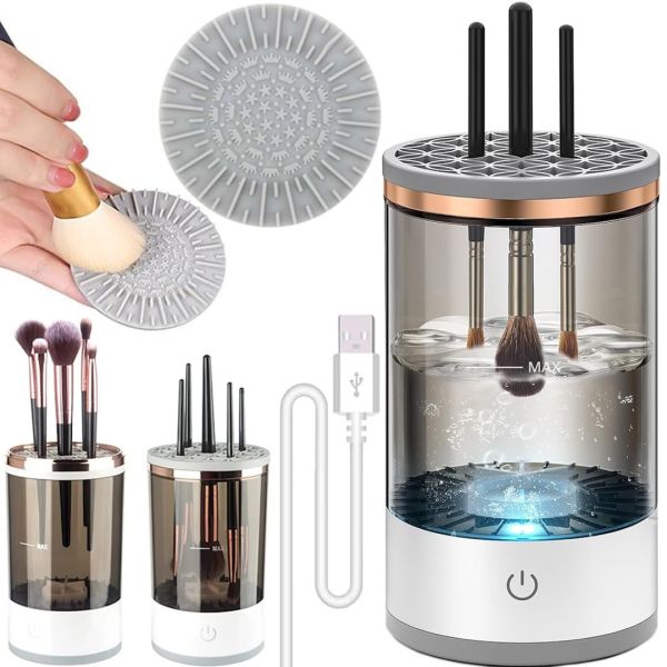Electric Sonic Makeup Brush Cleaner Makeup Cleaning Brush AND HZ-001 2 in 1 Brush Stand for Cleaning and Drying Cosmetic Brushes