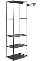 Підлогова складна вішалка для одягу New Boxy Coat Rack 6602 шафа органайзер з гачками і трьома полицями для взуття, розкладний стелаж для передпокою