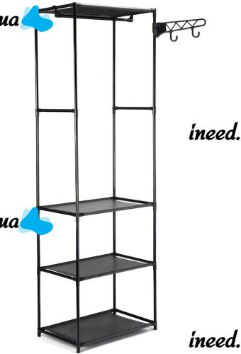 Підлогова складна вішалка для одягу New Boxy Coat Rack 6602 шафа органайзер з гачками і трьома полицями для взуття, розкладний стелаж для передпокою