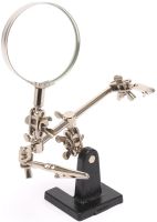 Magnifying Desktop Magnifier Third Hand EL-16126 Adjustable Glass 60 mm with Two clips, Repair station Holder for Soldering and Modeling