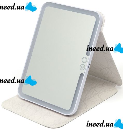 Настільне сенсорне дзеркало планшет для макіяжу Cosmetic Mirror акумуляторне косметичне дорожнє в чохлі зі світлодіодним підсвічуванням на підставці