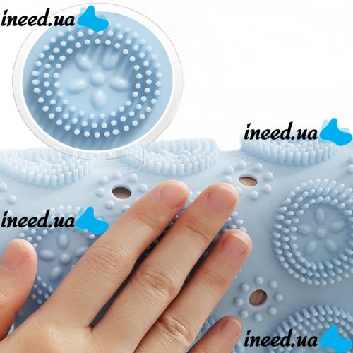 Нековзний килимок для душу Massage Foot Rad 35 см, силіконовий, масажний килимок-щітка для стоп, круглий, гумовий килимок для ванни на присосках