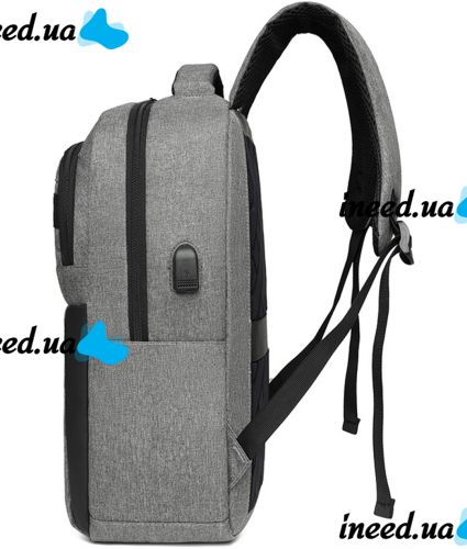 Міський молодіжний Оксфордський рюкзак Bag BG - 40 Сірий для ноутбука 15,6 " дюйма універсальний Чоловічий з USB і портом для навушників 42Х28 см BG40