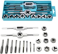 Tap and Die Set M3-M12 20 pieces set of steel taps and dies for metric thread cutting in a case with sword and lancet