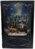 Нічник у формі різдвяної книги XMAS WDL 24023b Новорічний музичний світильник книжка з ефектом хуртовини і LED підсвічуванням на батарейках USB
