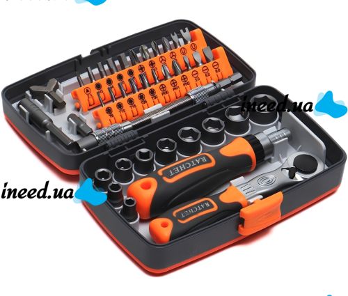 Набір викруток із тріскачкою Torx Ratchet GS227 68 в 1 ручний комплект інструментів із храповим механізмом, бітами та насадками в пластиковому кейсі