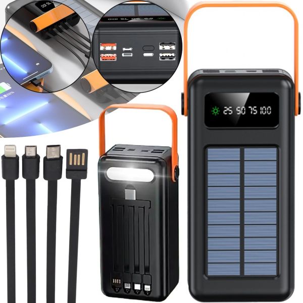 Портативное зарядное устройство Power Bank Voltronic YM-638CX 100000mAh с солнечной панелью и фонариком Solar Внешний аккумулятор повербанк для зарядки