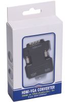 Конвертер HDMI-VGA OUT Black адаптер для перетворення сигналу 1080p з аудіо виходом, перехідник з HDMI на VGA кабель 3.5 мм jack Чорний