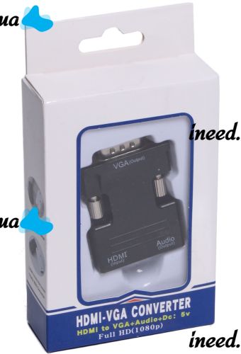 Конвертер HDMI-VGA OUT Black адаптер для перетворення сигналу 1080p з аудіо виходом, перехідник з HDMI на VGA кабель 3.5 мм jack Чорний