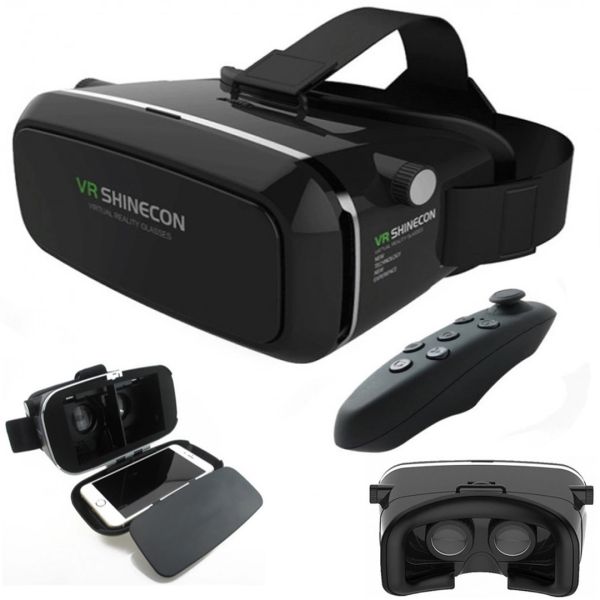 3D Очки виртуальной реальности с пультом ДУ VR Shinecon G04, 3Д Шлем виртуальной реальности для телефона, гарнитура для 4.7-6 дюймов, Черный