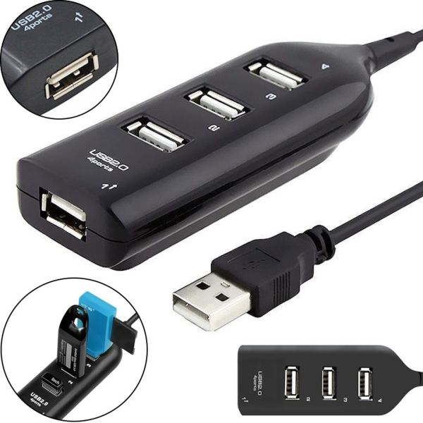 USB хаб Hi-Speed XD4 Black на 4 порта, Универсальный разветвитель с 4 выходами концентратор переходник HUB 480 Мбит для компьютера от USB Черный