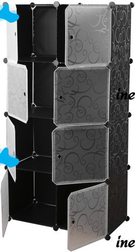 Складной шкаф органайзер для вещей Storage Cube Cabinet MP-28-51 76Х37Х146 см пластиковая тумба на 8 секций полочка для одежды и обуви Черная MP28-51
