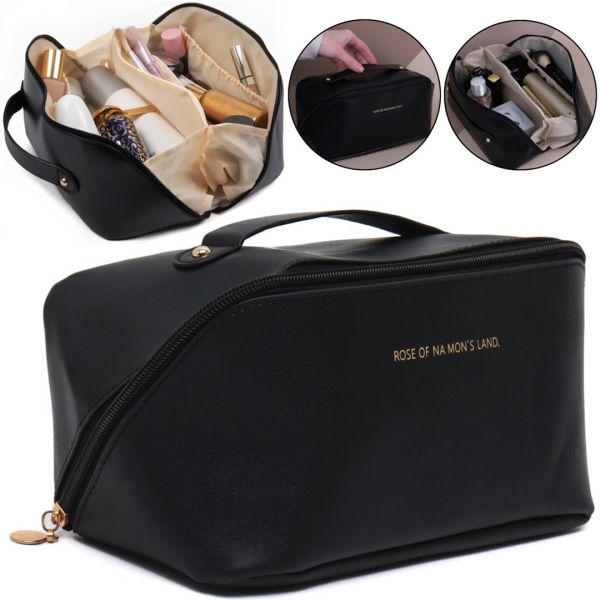 Косметичка органайзер для хранения косметики Rose Of Mon's Land Beauty Box Bag женская дорожная сумка с ручкой, водонепроницаемая Mons Черная