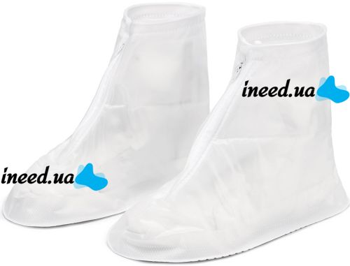 Багаторазові бахіли для взуття Adult Shoe Cover водонепроникні захисні чохли дощовики на блискавці з протектором від дощу і бруду прозорі