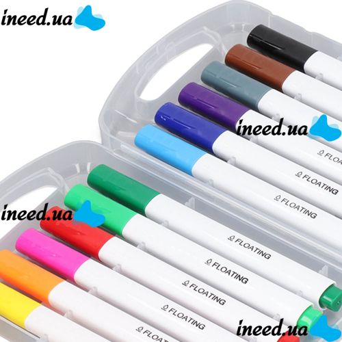 Волшебные маркеры для рисования на воде Floating Pen 12 шт, Детский развивающий набор маркеров для скетчинга фломастеры в кейсе Разноцветные