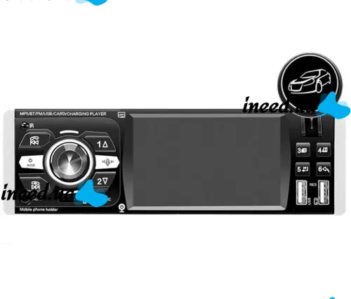Car stereo 1DIN Pioneer 4051AI with 4.1" inch display and remote control, Pioneer Car Player with phone holder MP3 USB SD Bluetooth Black