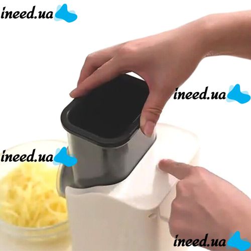 Багатофункціональна електрична овочерізка Vegetable cutter MLY-868A 3в1, кухонна слайсер терка для овочів з 3 насадками від мережі Біла