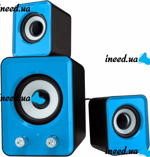 Speaker Mini FT-202 2.1 PC Music Computer Speakers, Speaker System with Subwoofer and 9W Satellites from USB Mini-jack 3.5mm Blue