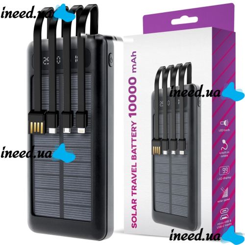 Charger Power bank YM-485 Solar 10000 mAh with a set of cables 4in1 External solar battery Type-C microUSB Lightning