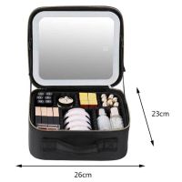 Niceland MAG-589 Cosmetics Storage Organizer with LED Mirror and Carrying Handle, Travel Cosmetic Bag, Illuminated Beauty Case Black