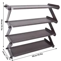 Складна етажерка полиця для зберігання взуття Z-Shared Shoe Rack YH8802-4 на 4 полиці, Побутова стійка органайзер YH-8802 для речей і взуття кавова