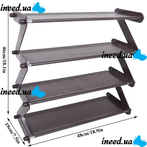 Складна етажерка полиця для зберігання взуття Z-Shared Shoe Rack YH8802-4 на 4 полиці, Побутова стійка органайзер YH-8802 для речей і взуття кавова