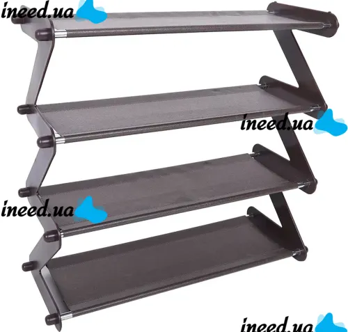 Складна етажерка полиця для зберігання взуття Z-Shared Shoe Rack YH8802-4 на 4 полиці, Побутова стійка органайзер YH-8802 для речей і взуття кавова