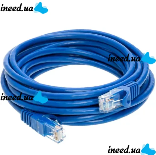 Високошвидкісний мережевий LAN кабель патч корд UTP Cat5e 25 метрів RJ - 45 для підключення до комп'ютера Інтернету, комутаційний ethernet шнур Синій