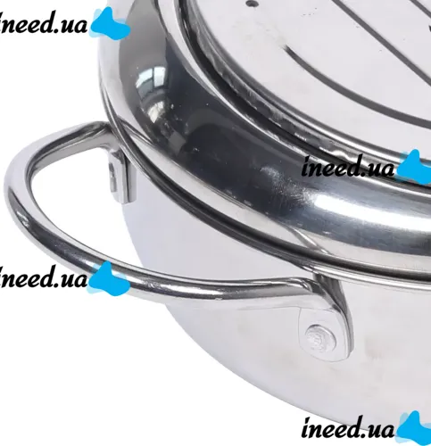 Fryer Pot 2.2L Deep Fryer with Oil Thermometer and Oil Drain Pan Deep Fryer Pan with Stainless Steel Lid for Kitchen