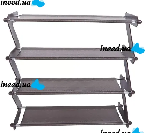 Складна етажерка полиця для зберігання взуття Z-Shared Shoe Rack YH8802-4 на 4 полиці, Побутова стійка органайзер YH-8802 для речей і взуття кавова