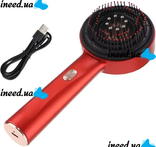 Беспроводная массажная расческа Scalp Massager Comb YKD-123B для укладки и завивки волос Аккумуляторная щетка с дозатором для массажа головы Красная